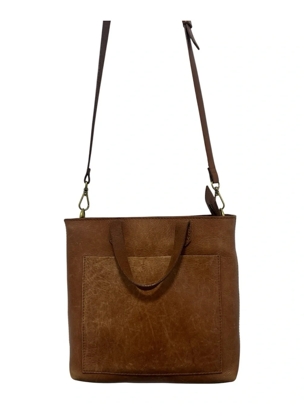 Madewell Medium Transport Tote Crossbody Bag English Saddle Leather